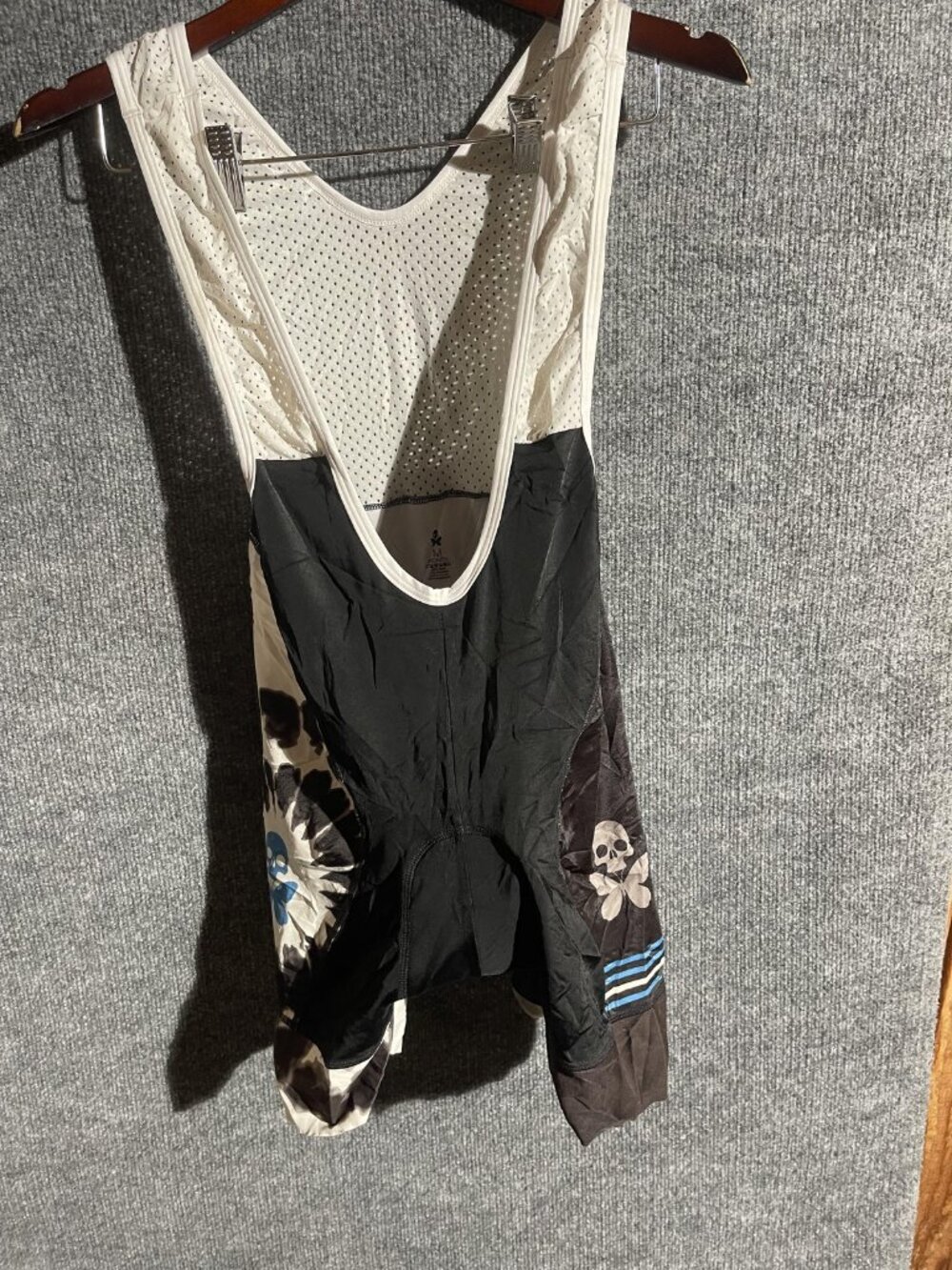 Twin Six Cycling Bib Shorts Womens Medium Black Padded Chamois Bike Skull Floral